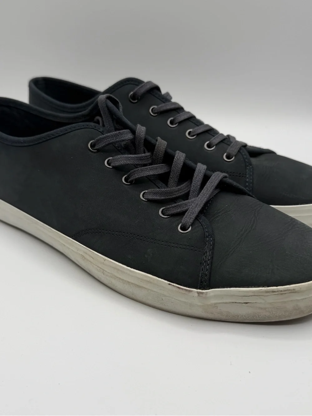 Banana Republic Mens 12 Navy Leather Low Top Sneakers Minimalist Casual Shoes